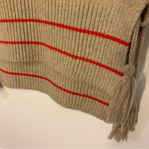 Free People Tan and Red V-Neck Sweater Vest with Side-Ties • O/S - Picture 3 of 5